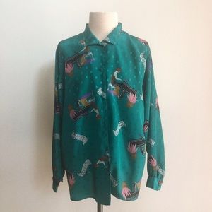 Teal DvF Art Print Blouse